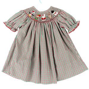 Delaney Smocked Christmas Bishop Dress Gingham Holiday 6‎ Girls Festive